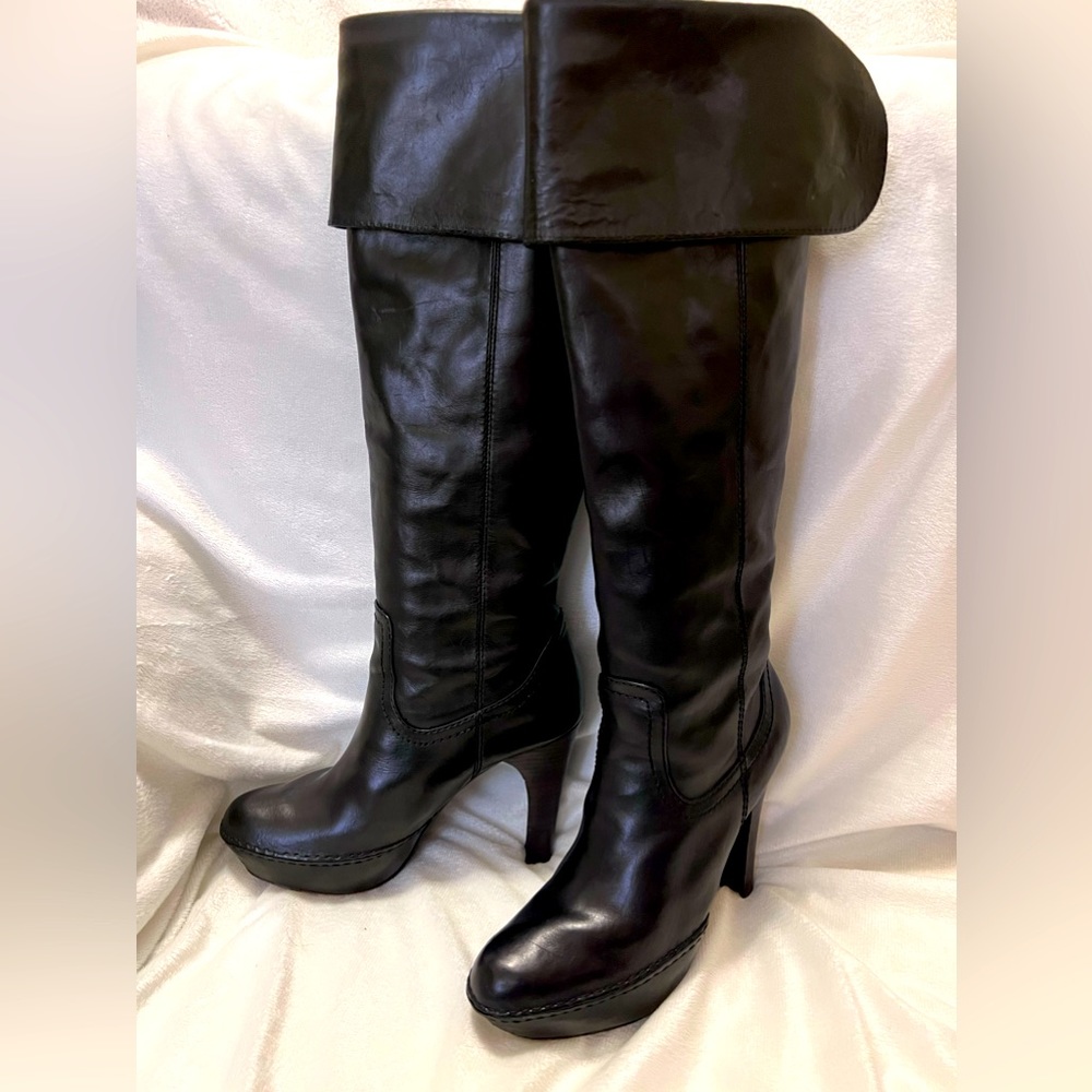 FRYE Anna Cuff Black Leather Boots